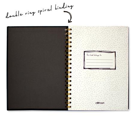 Spirálfüzet, B5, vonalas, 80 lap, FSC, PUKKA PAD "Carpe Diem", fekete